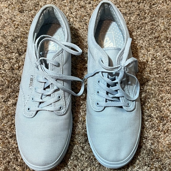 Solid Light Blue Vans Off The Wall Lace Up Low Heel Women SZ 8.5 Shoes - Picture 1 of 12